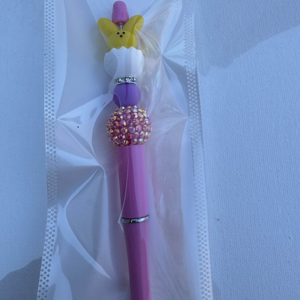 Pink Crystal Bunny Top Pen
